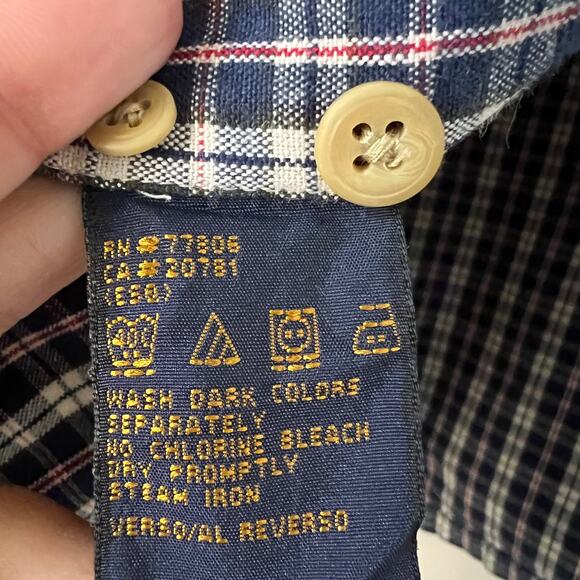 Vintage Tommy Hilfiger Button Down Classic Fit Long Sleeve Plaid Shirt Size L - Picture 9 of 9